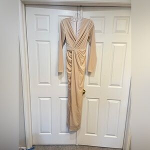 Velvet‎ twist faux wrap long sleeve maxi dress formal wedding guest sz 2 NWOT